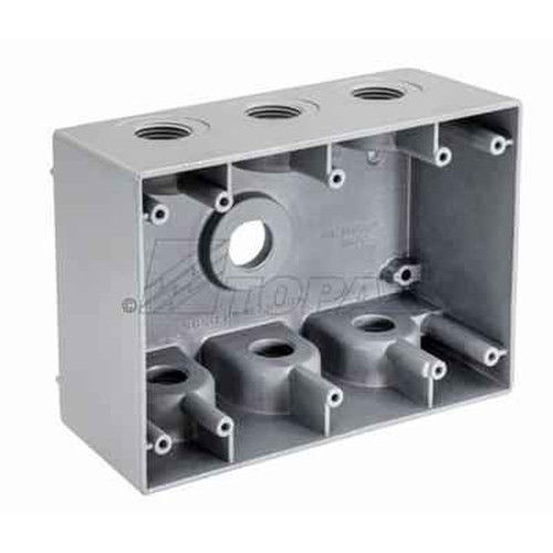 Topaz Lighting WB3775 3/4" Triple-Gang Weatherproof Electrical Box with 7-Hole Aluminum Construction and Powder Coat Finish