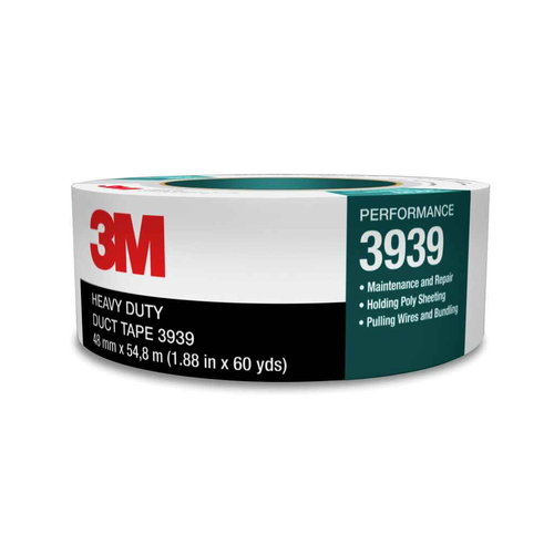 3M 06975 3M™ Heavy Duty Duct Tape 3939, Silver, 48 mm x 54.8 m, 9.0 mil, 24 percase, Individually Wrapped Conveniently Packaged
