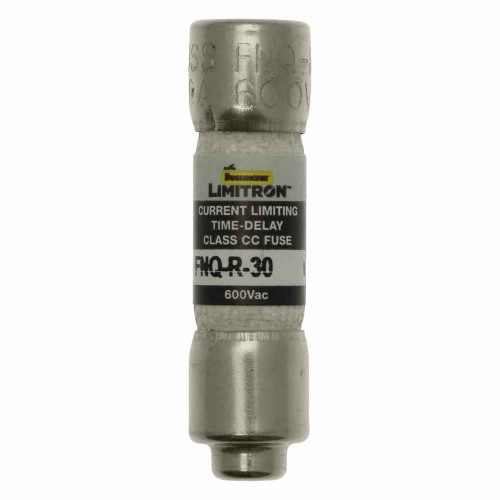 Bussmann FNQ-R-30 Eaton series FNQ-R fuse, 30 A, Class CC, Non-indicating, Ferrule end x ferrule end, 12 sec at 200%, 200 kAIC, Melamine tube, Standard, 600 V