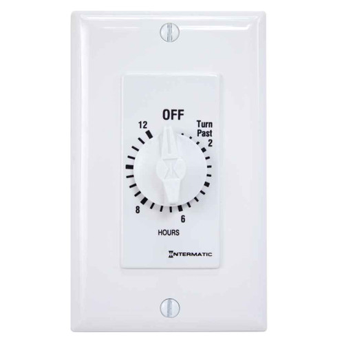 Intermatic FD12HWC Spring Wound Countdown Timer, Decorator Style, 125-277 VAC, 50/60 Hz, SPST, 12 Hour Max, Without Hold, White