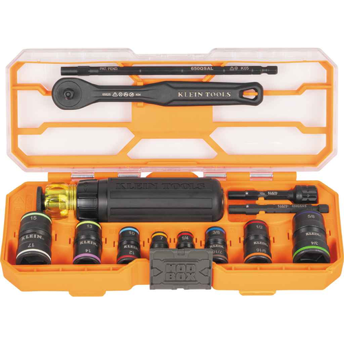 Klein Tools Flip-16 KNECT� Ratcheting Impact Socket Set with 8 Dual-Size Sockets and Modular Storage