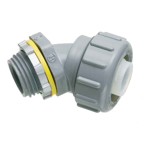 Arlington Industries Non-Metallic 45 Liquid Tight Conduit Connector - Gray UV-Rated Plastic with UL/CSA Listing, 100 Pack
