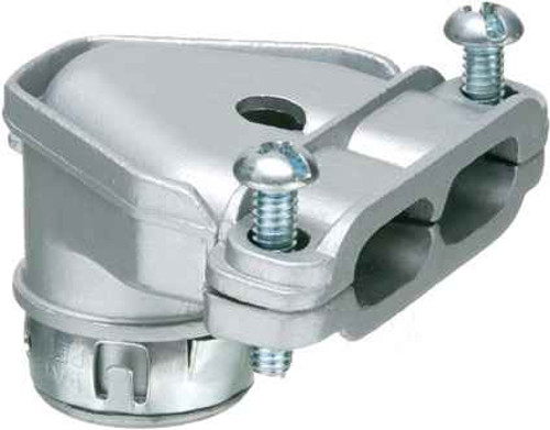 Arlington Industries 90-Degree Snap-Tite® Zinc Die-Cast Duplex Connector with Twin Screw Strap - 1/2" Knockout Arlington Industries 90-Degree Snap-Tite® Zinc Die-Cast Duplex Connector with Twin Screw Strap - 1/2" Knockout