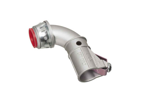 Arlington Industries 1/2" MC Cable Connector with Spring Steel Clips - Zinc Die-Cast 90-Degree Tool-Free Installation