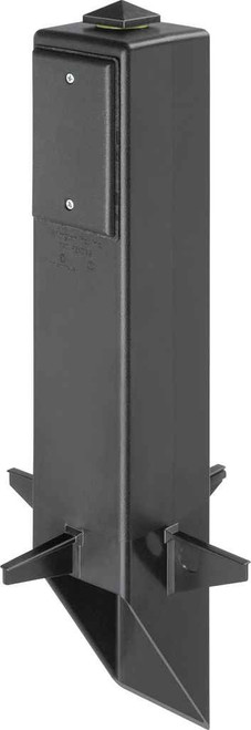 Arlington Industries Gard-N-Post Black Outdoor Support Post with Ground Stake, Side-Angle View on Plain Background
