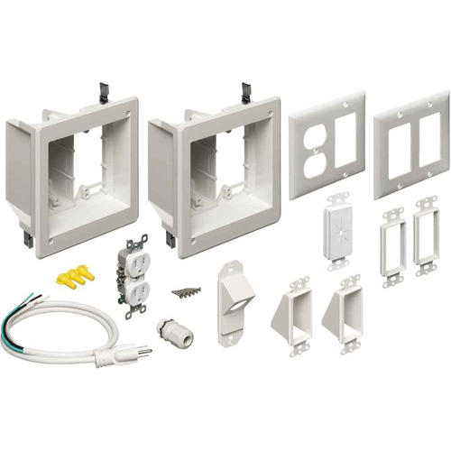 Arlington Industries TV Bridge Kit 2-Gang White Plastic Recessed Power and Low Voltage Installation System