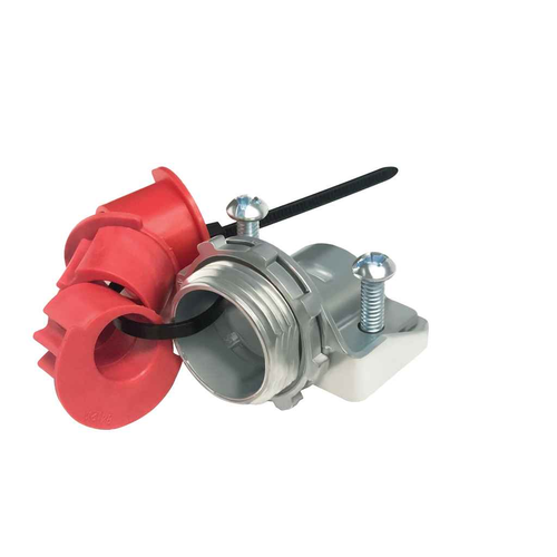 Arlington Industries Zinc Die-Cast MC Feeder Cable Connector with Steel Strap and Knockout - Silver Finish