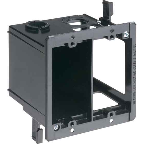 Arlington Industries LVD/LVDR 2-Gang Combination Power & Low-Voltage Installation Box - Black Plastic with UL Listing