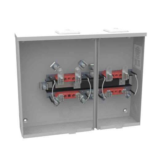 Milbank 4.5x20.313x16 G90 Galvanized Steel 4 Terminal Ringless Meter Socket, 2 Position, 200 Amp, Type 3R, Small Closing Plate