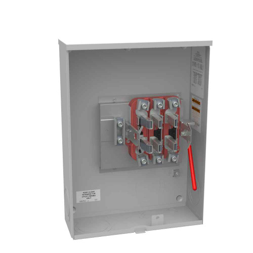 Milbank U4910-O-BL G90 Galvanized Steel 7 Terminal Ringless Meter Socket, 200A, 3 Phase, Plain Top Lever Bypass, 9/16 Barrel Lock Provision