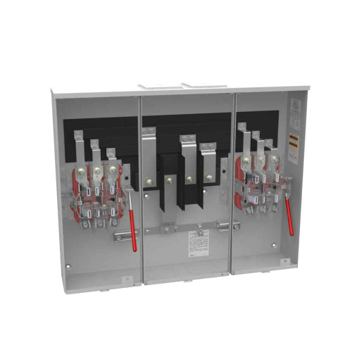 Milbank 7 Terminal Ringless 2 Large Closing Plates Lever Bypass 2 Position, 200 Ampere