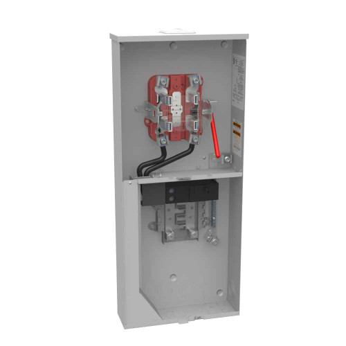 Milbank U5871 4 & 5 Terminal Ringless Meter Socket - Small Closing Plates, Lever Bypass with Main Breaker and 8 Branch Circuits
