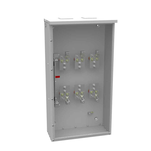 Milbank U6238-XT 400 Ampere 3 Phase 600 Volt 24in-45in-10in Painted Steel No Knockouts Piano Hinge 3 Point Latch CT Rack Installed With Lugs-1 Per Landing 600kcmil 50k Short Circuit Current Rating