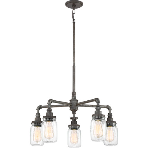 Quoizel QZL-SQR5005 Transitional 5 lgt chandelier rustic blk