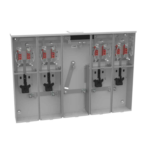 Milbank U5884-X 4-5 Terminal Ringless Meter Socket Large Closing Plate 4 Position 4-200 Ampere Main Breaker Provision 22K AIC