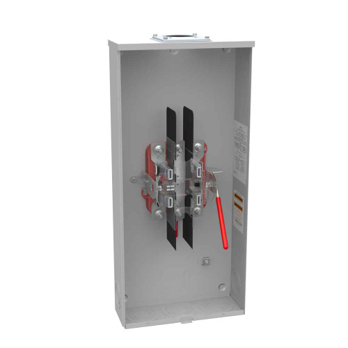 Milbank U9865 4 & 5 Terminal Ringless Meter Socket - Large Hub Open to Small Hub Open, Lever Bypass Stud Type