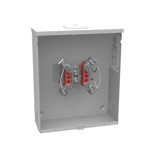 Milbank 4 Terminal Ringless Meter Socket Small Closing Plate and Triplex Ground Wide Shell, 1 Position 1 Phase, 200 Ampere