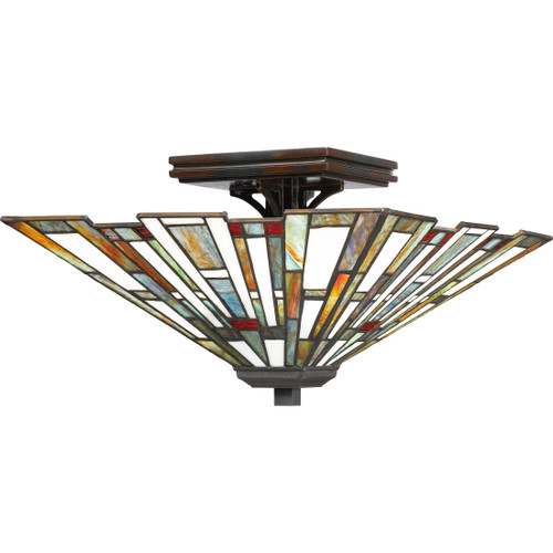 Quoizel QZL-TFMK1714 Traditional Semi-flush mount tiffany 2 light valiant