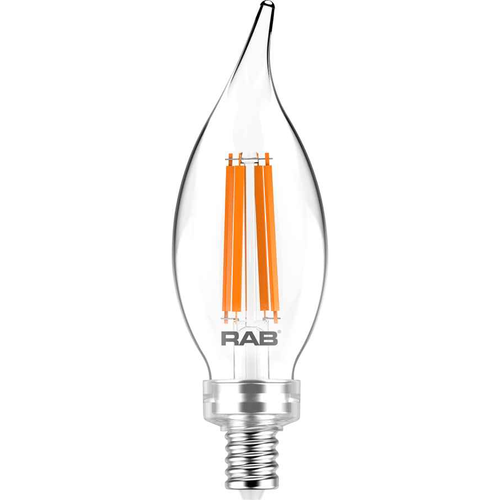 RAB BA11 Decorative LED Candelabra Bulb 5W 2700K 90 CRI Clear Filament E12/E26 Base