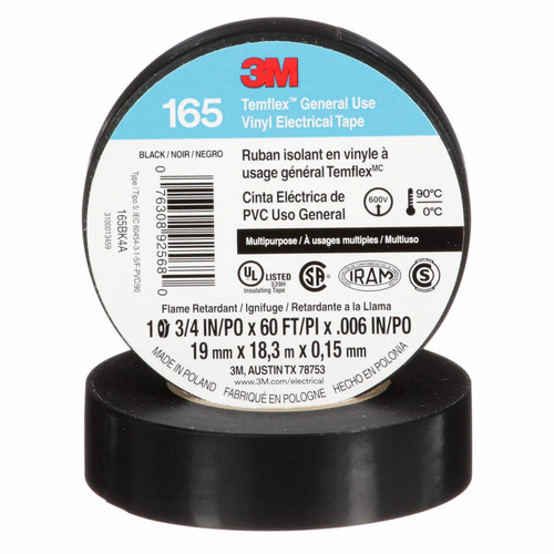 WM - Install Bay 3M165 3M Temflex 3/4-Inch Economy Vinyl Electrical Tape 165, 60 Feet (Single Roll)