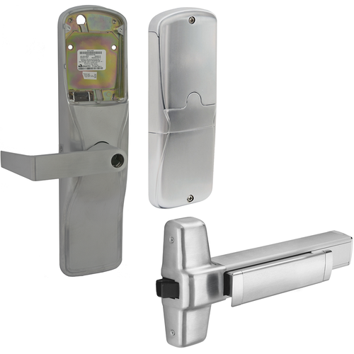 Schlage Electronics Less Reader Stand Alone Classroom/Storeroom, Exit Trim for Rim or CVR (Concealed Vertical Rod/Cable) Exit Devices, Rhodes Lever, Key-in-Lever, Less Cylinder, UL, Field Reversible Handing, Grade 1