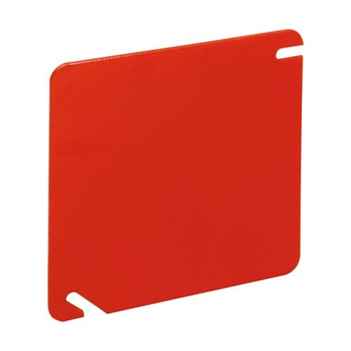 Crouse-Hinds 4" Red Square Steel Electrical Box Cover - Flat Blank Design