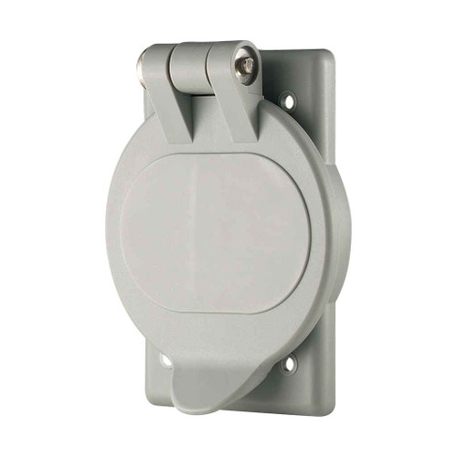 Eaton Crouse-Hinds WP1 Weatherproof Single Receptacle Cover - Vertical, Self-Closing, Surface Mount, Gray