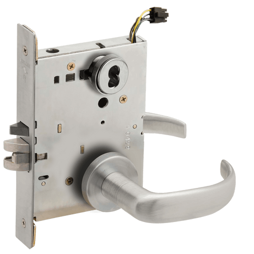 Schlage L9092RELEU-RX Mortise Lock Electrically Unlocking or Locking Outside Cylinder and Outside Lever with Request to Exit Switch
