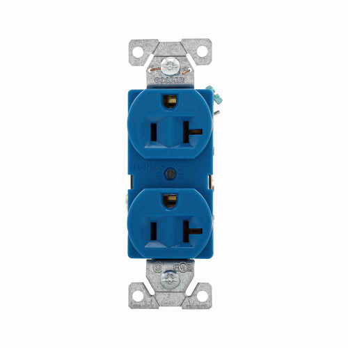 Eaton Arrow Hart heavy-duty industrial specification grade duplex receptacle, #14-10 AWG, 20A, Industrial, Flush, 125V, Back and side, Brass, Nylon, 5-20R, Duplex, Screw, Glass-filled nylon