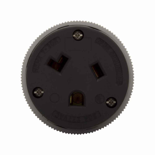 Eaton 6795N Arrow Hart extra heavy-duty auto grip connector , #12-4 AWG, 30A, Industrial, 277V, Back wire, Gray and black, Brass, Nylon, 7-30R, Two-pole, three-wire, grounding, Screw, Nylon, Core pack