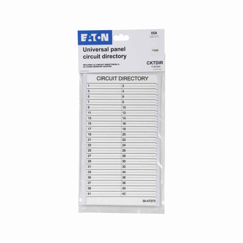 Eaton CH Loadcenter Circuit Directory Plastic Sleeve 42 Circuit 3/4-Inch Clear Adhesive