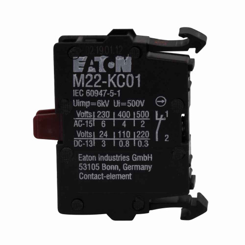 Eaton Pushbutton Contact Block 22.5mm Front Mount Screw Terminal NC M22-K 10Series Black Button IP66