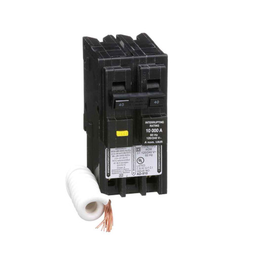 Schneider HOM GFI Series — HOMeline 2-Pole Ground-Fault Circuit Breakers (15–50A)