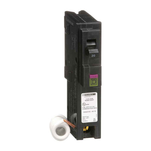 Schneider Mini Circuit Breaker, Homeline, 1 Pole, 120VAC, 10kA AIR, Combo ARC/ground Fault