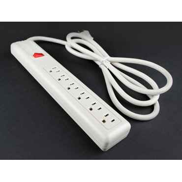 Wiremold P6 Series 6-Outlet Polymeric Plug-In Power Strip - 12.37 in, White