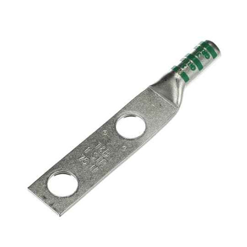 Color-Keyed Two Hole Lugs #1AWG - Long Barrel (600V to 35KV) - Green