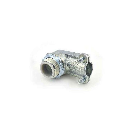 Bridgeport Fittings 90° Flexible Metal Conduit Connector 1/2" Malleable Iron with Insulated Throat