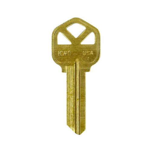 Kaba Ilco KW1-BR-ILCO brass key blank, KW1 keyway, Peaks Keys collection, uncut