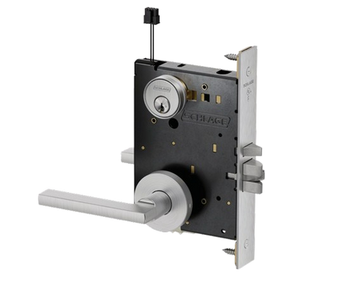 Schlage PM092 Grade 1 Electrically Locking/Unlocking Outside Lever, Outside Cylinder Electric Mortise Lock, 12/24VDC, Fail Safe/Fail Secure - Athens Lever
