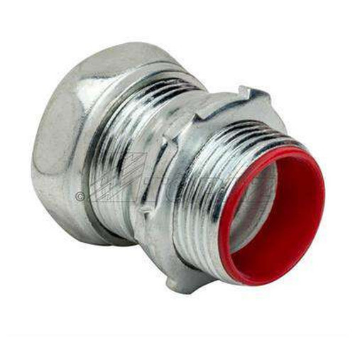 Topaz Lighting Steel Compression EMT Connector with Insulated Throat, Zinc-Plated
