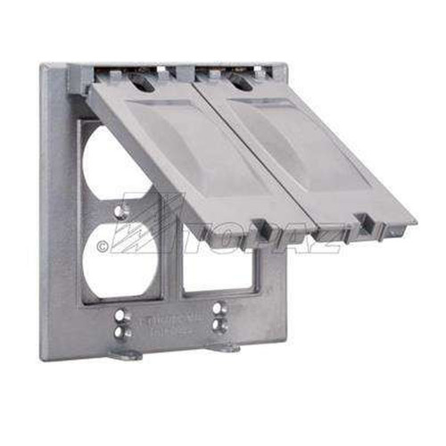 Topaz Lighting Duplex-GFCI Double Gang Weatherproof Cover, Zinc Die-Cast
