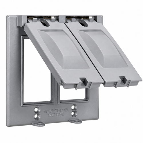 Topaz Lighting Vertical GFCI Double-Gang Weatherproof Cover, Die-Cast Aluminum