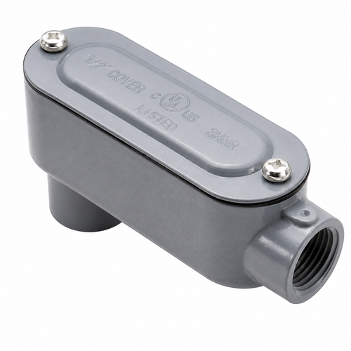 Topaz Lighting C4 Threaded Rigid Conduit Body with Cover & Gasket, Copper-Free Aluminum