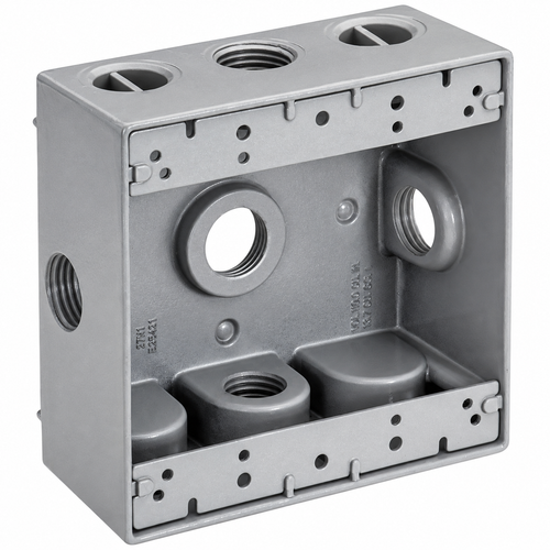 Topaz Lighting WB2350 Deep Double Gang Weatherproof Electrical Box, 5-Hole Aluminum