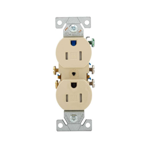 Cooper Wiring Devices Two-Pole Duplex Receptacle, 125V, Brass Contacts