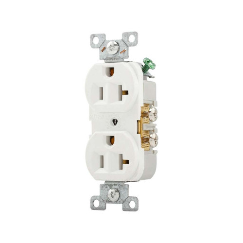 Cooper Wiring Devices Standard Duplex Receptacle, 125V, Brass Contacts