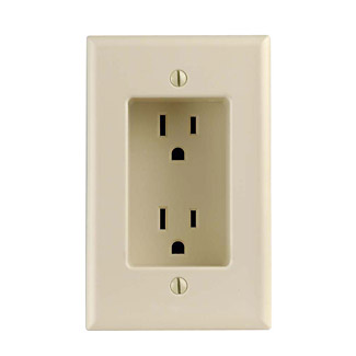 Leviton Residential Grade 1-Gang Recessed Duplex Receptacle, 15-Amp 125-Volt NEMA 5-15R Grounding, Ivory
