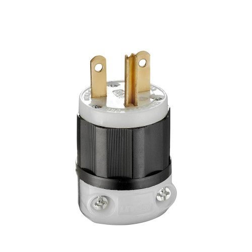 Leviton 3-Wire 2-Pole Polarized Industrial Grade Straight Blade Plug, 250-Volt 1-Phase