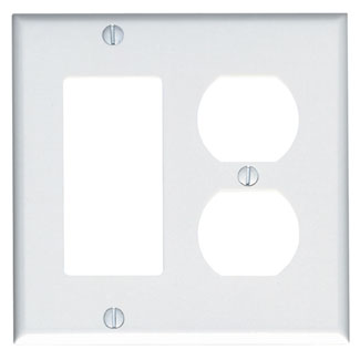 Leviton Thermoset 2-Gang Combination Wallplate, 1-GFCI/1-Decora, Device Mount