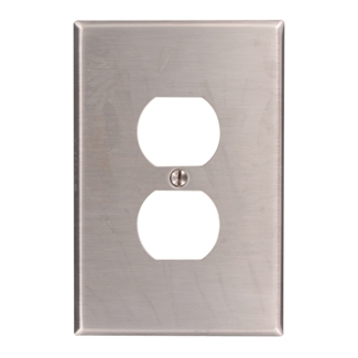 Leviton 302 Stainless Steel Oversized 1-Gang Duplex Receptacle Wallplate, Device Mount